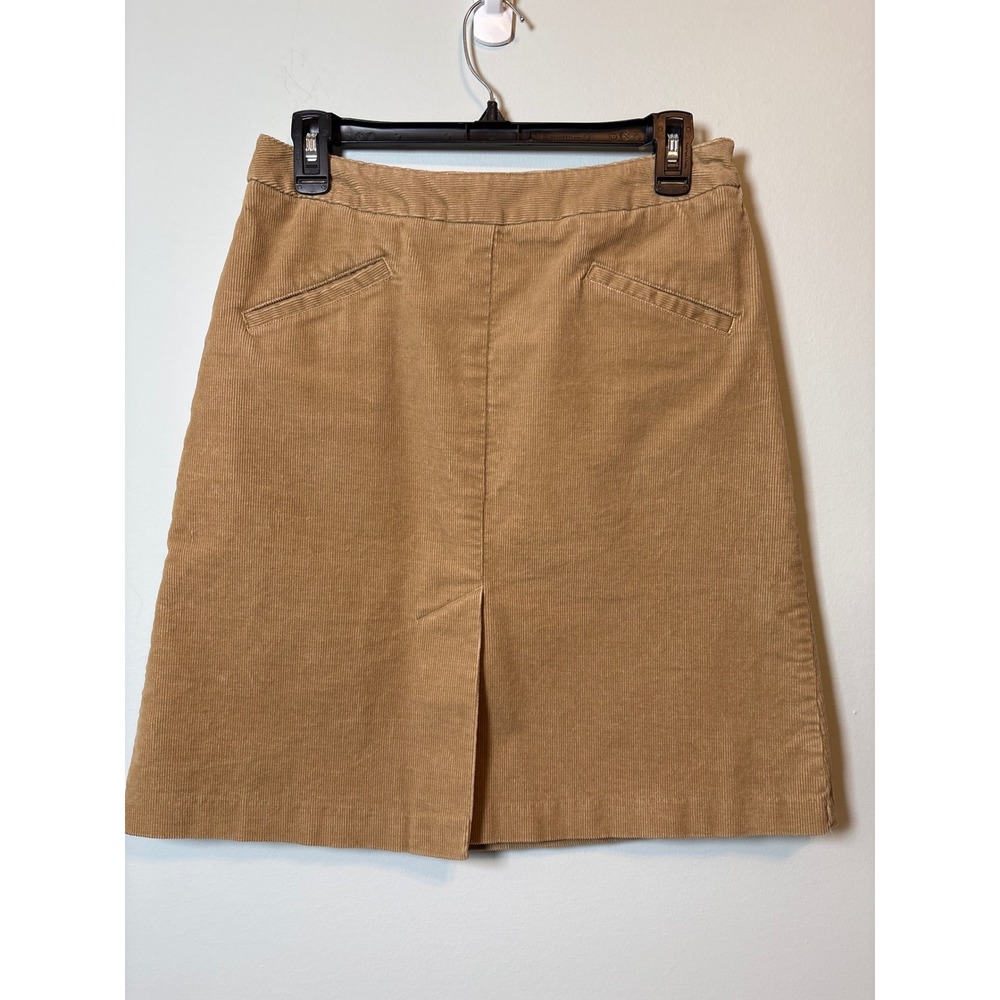 Lands End Womens Tan Corduroy Skirt Size 6 Camel Cotton Stretch Academiaβ A-Line